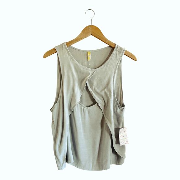 FREE PEOPLE Tunic Tank Pale Green Top Blouse Sleeveless Scoop Neck Small NWT - Picture 5 of 7